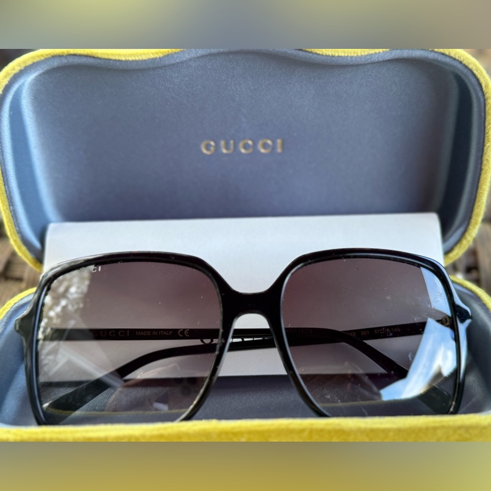 Gucci Black and Gray 57MM Sunglasses